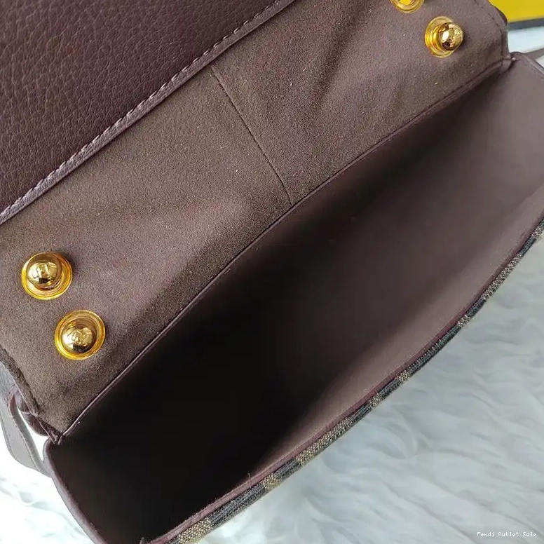 Affordable Motif FF Fabric C'mon Brown Bag Fendi In Medium 0612